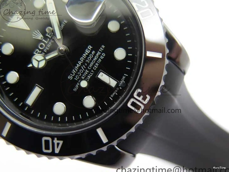 MiroTime 0122 Submariner 40mm Black Ceramic 5GF Best Edition Black Dial on Black Rubber Strap SA Unique 2464